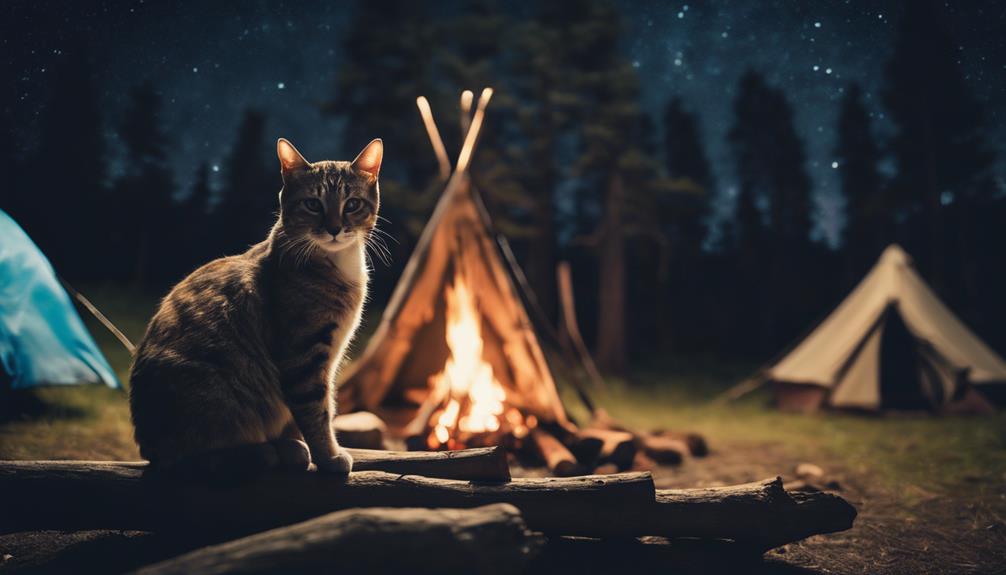 cat enjoys camping trip